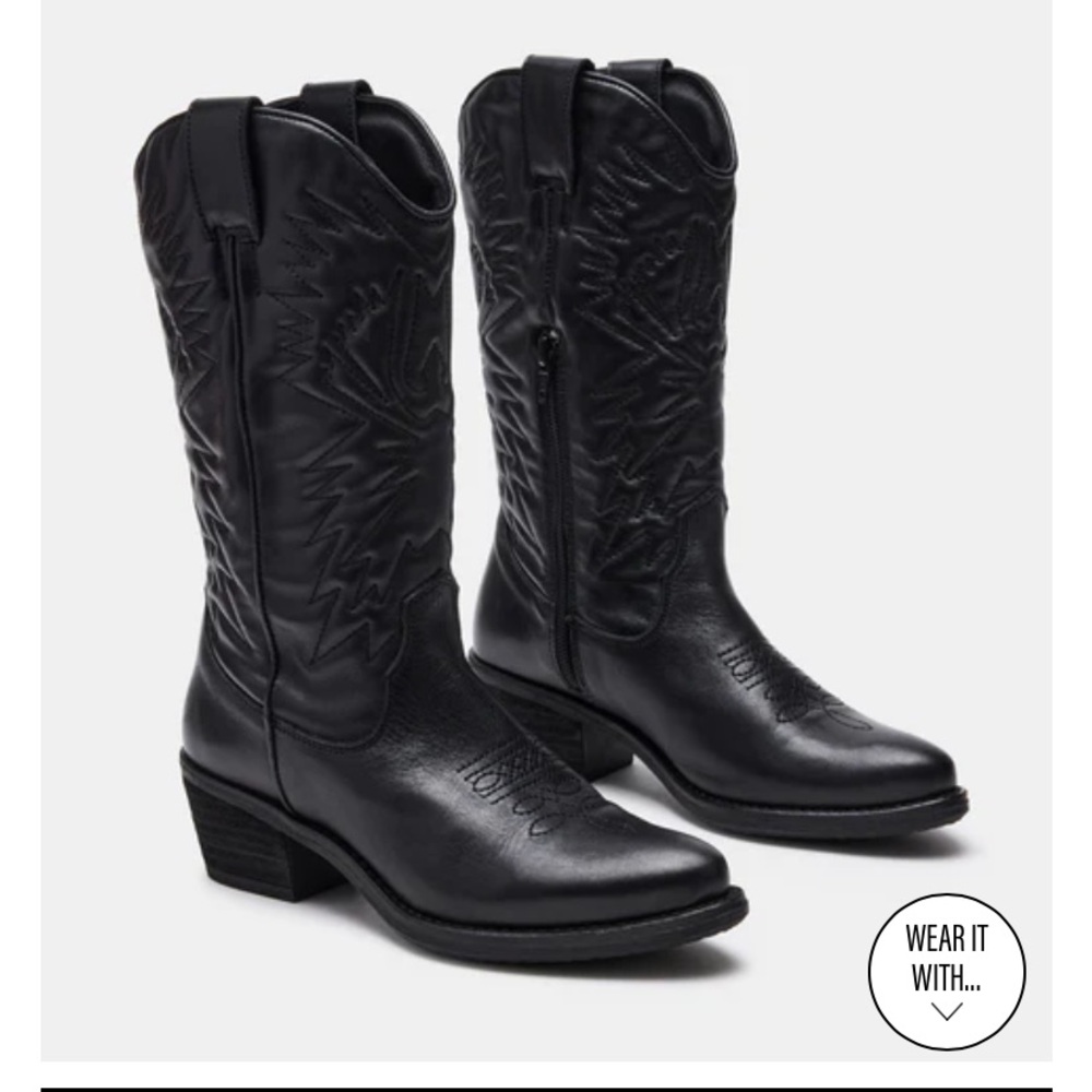 NWOT Windie Steve Madden black cowgirl boots size 5.5